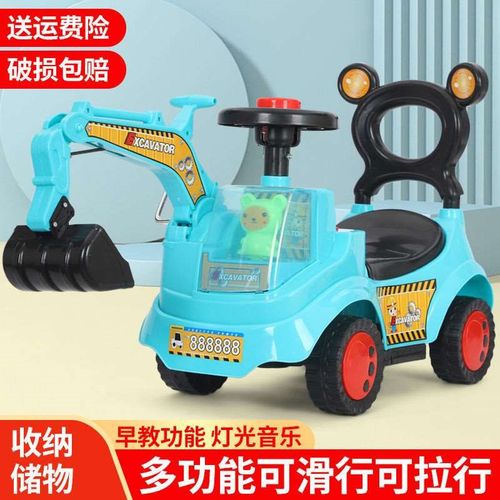儿童新款挖掘机带音乐灯光儿童挖土机滑行宝宝可坐人扭扭车工程车