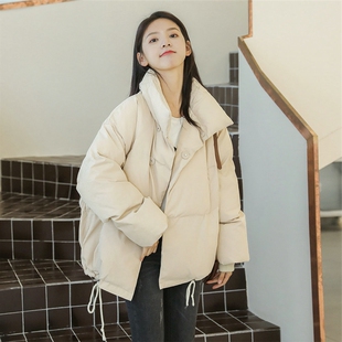 2023年韩版宽松羽绒学生面包服冬季外套新短款加厚棉服棉衣棉袄女