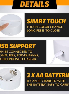 6 Pieces 3D Night LED Light Lamp Base 16 Colors Base, Decora