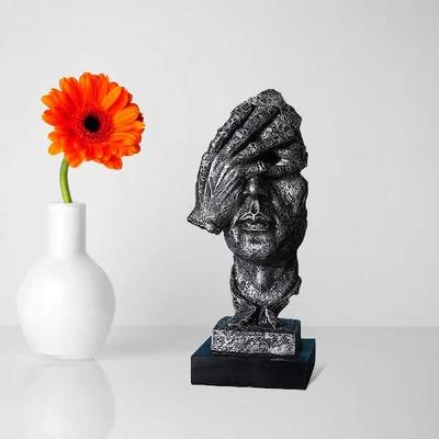 速发33cm European Black Brown Resin Thinker Sculpture Miniat