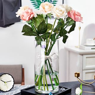 特大号落地花瓶玻璃透明摆件水养富贵竹水竹玫瑰百合插花客厅家用