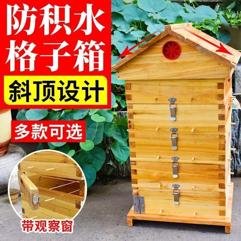 格子蜂箱中蜂蜂箱全套杉木养工具土蜂诱蜂桶无巢框方格子峰箱五层