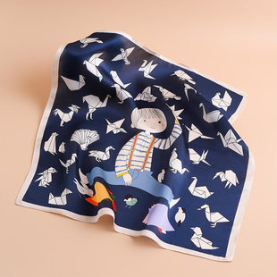 儿童丝巾男小方巾宝宝三角围巾夏季薄款防风围脖外出纱巾夏天