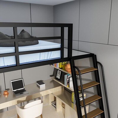 新款铁艺阁楼店铺隔层公寓楼阁床复式二层高架床仓储平台货架吊床