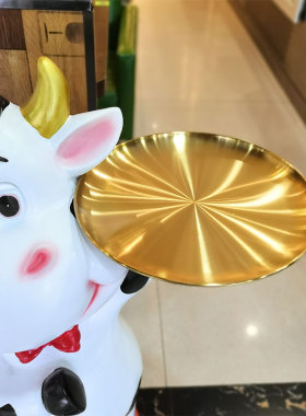 店铺门口装饰吸引人咖啡厅奶茶蛋糕店开业卡通落地奶牛饭店摆件