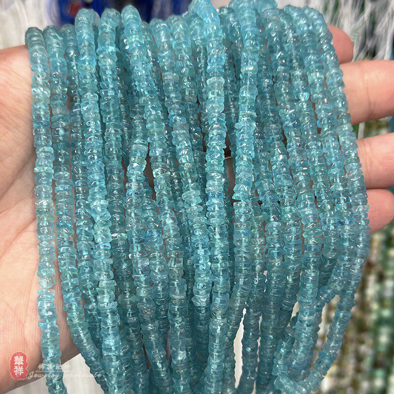 天然高品质水晶算盘珠 净透磷灰石粉晶橄榄石隔片散珠diy饰品配件
