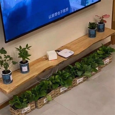 T实木置物架一字隔板墙上壁挂书架不规则纯实木搁板原木层板洞洞