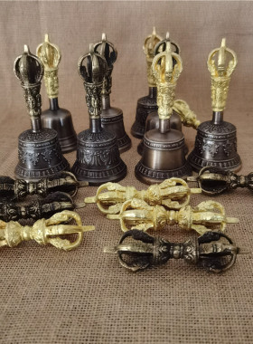 尼铃清进口法器五股青铜泊铛声音尔脆回音长久铃杵迷你款金刚铃杵