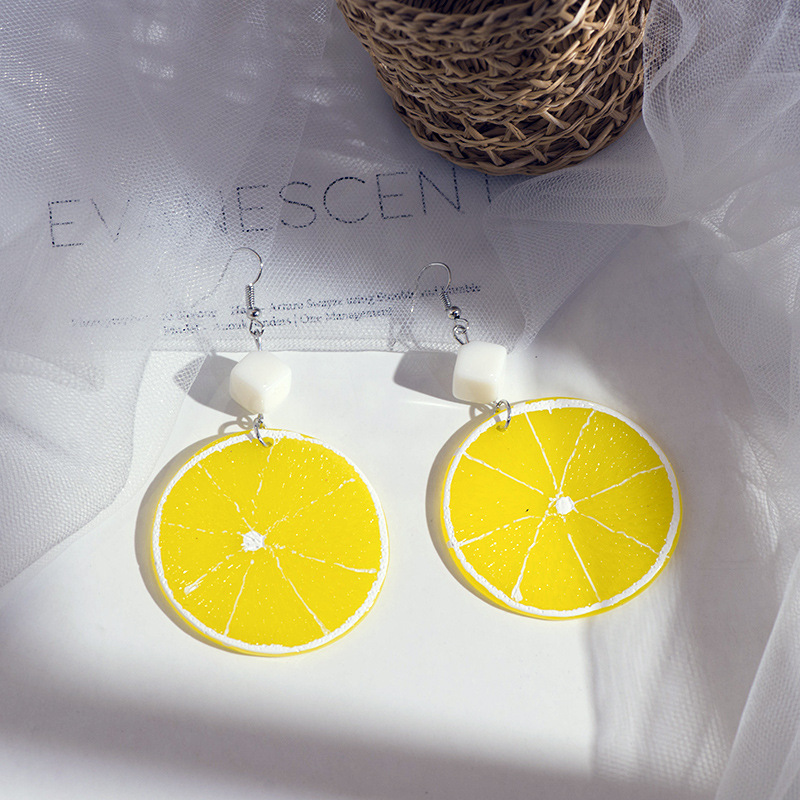 速发Girly Fun Earrings Street Pats Lime Pendant Earrings街拍