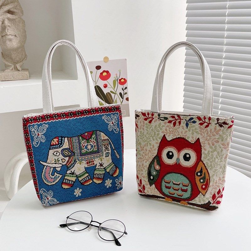 帆布包女时尚休闲外出买菜手提布袋拉链款手机包女包手提包迷你包