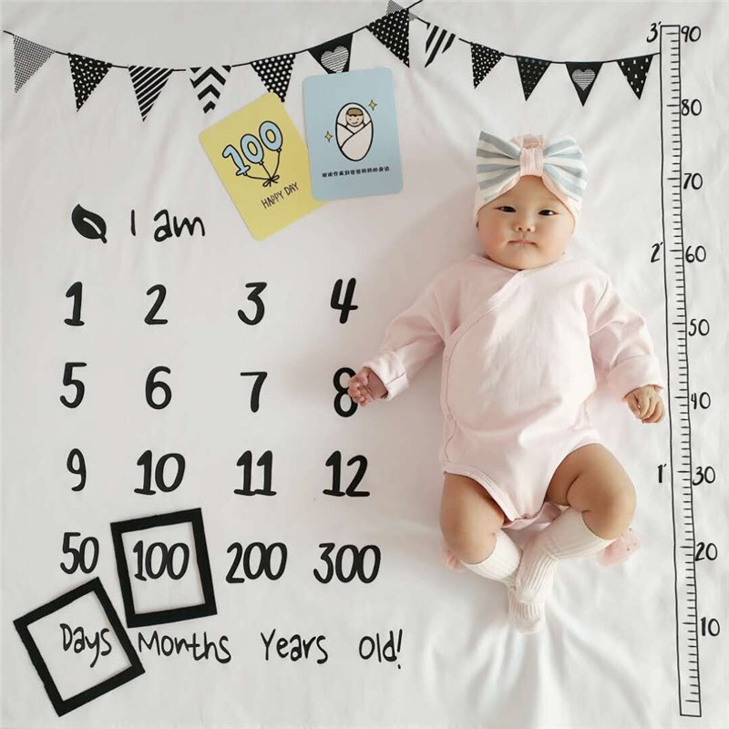 速发Baby Monthly Milestone Anniversary Blanket Newborns Phot 玩具/童车/益智/积木/模型 其它玩具 原图主图