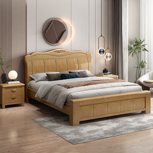 1.5M双人单人工厂直销高箱储物床 现代简约实木床1.8米主卧新中式