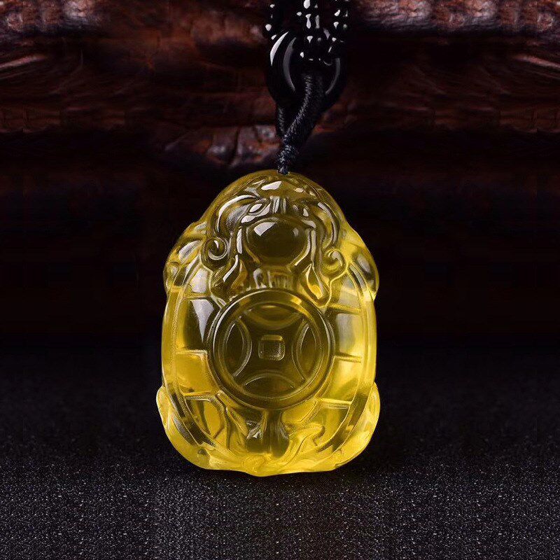 天然白水晶黄水晶龙龟吊坠项链灵龟保运金龟赐瑞玄武神龟送人佳品
