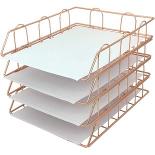 4 Pcs Metal File Tray Desk Accessorie azine Holder File Offi