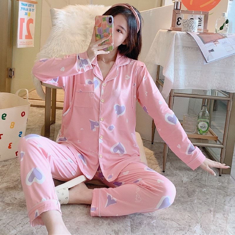 速发Autumn Breastfeeding Maternity Pajamas Sets Casual Pregn