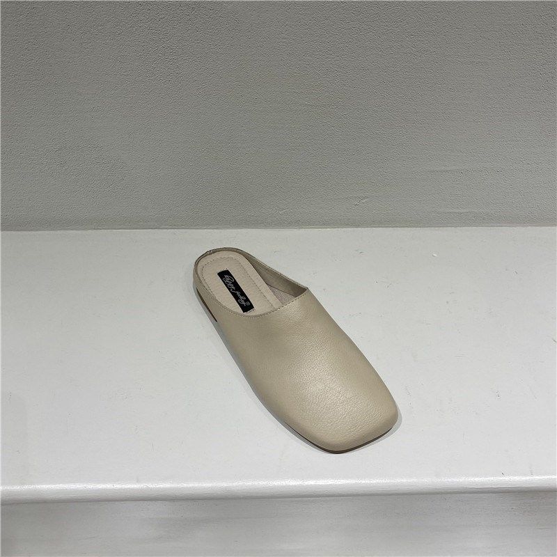 时尚包头半拖鞋女外穿平底22年春季软皮防滑方头一脚蹬懒人鞋,女鞋,包头拖,淘宝优惠券,粉丝福利购,淘宝优惠卷