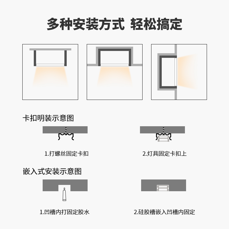 led硅胶灯带低压24V可弯曲造型嵌入式线形灯线条灯柔性灯槽线性灯