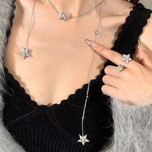小香风彗星项链长款星星流苏叠戴毛衣链高级感名媛深V装饰胸链潮