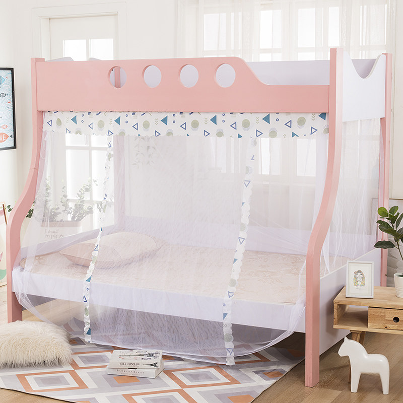 子母床蚊帐铁架床系绳款家用防尘加密帐纱高低床上下铺双层床学生