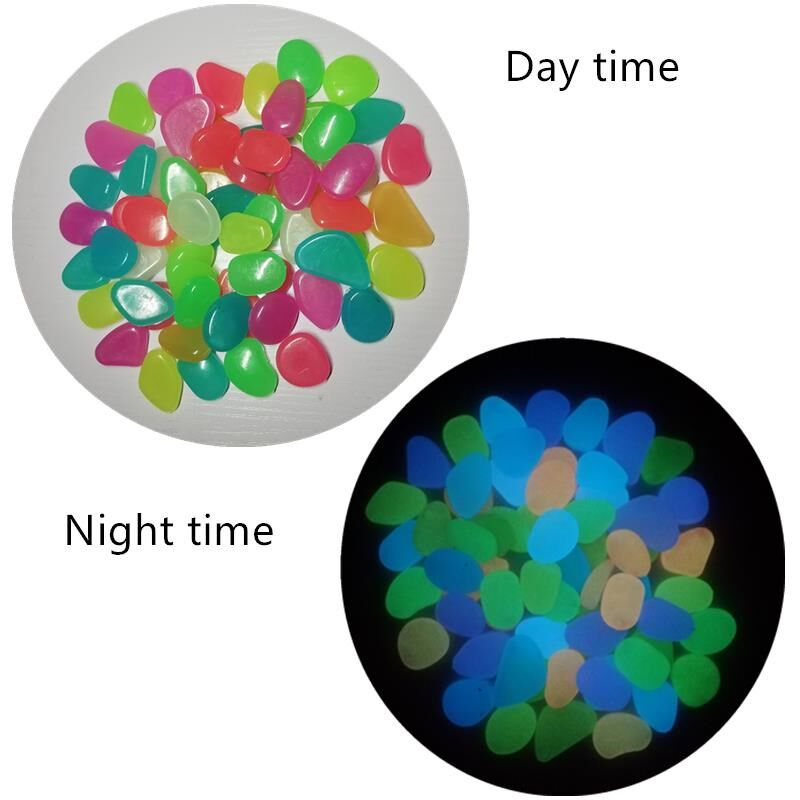 Stone Pebble Walkways Fish-Tank-Decor Rocks Glowing Garden-P