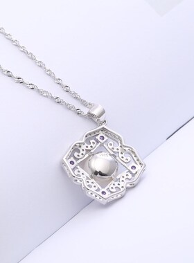 925银珍珠吊坠韩版时尚个性镂空项坠diy空托配饰D1757