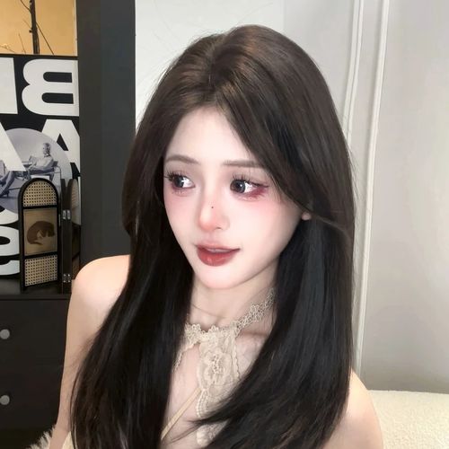 含真发【无需发网的假发】中分黑长直遮白发秃顶蓬松高颅顶补发片