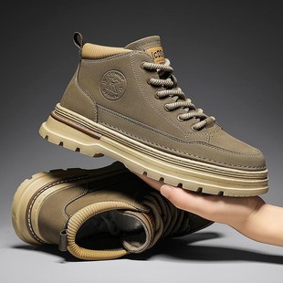 特大码男鞋冬季新款45加厚高帮46工装男板鞋47加大加宽靴子48棉鞋
