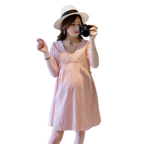 小清新孕妇装潮2021夏款连衣裙韩版中长款宽松夏天裙子孕妇上衣服