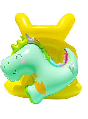 婴儿游泳圈童宝宝腋下小s孩安全坐圈防侧翻亮片绿色恐龙坐圈1-5岁