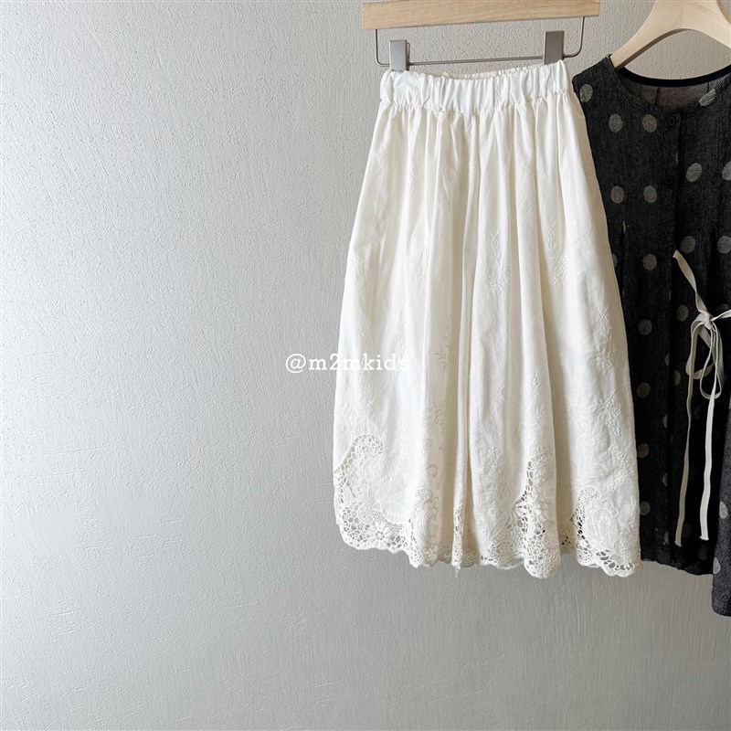 2024春季夏季儿童高腰米色薄z款阔腿长裤女童防蚊裤子 刺绣喇叭裤