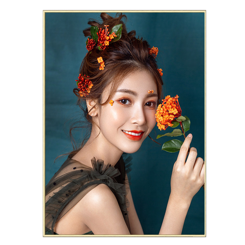 化妆工作室挂画2021新款新娘妆容彩妆学校简约装饰画造型人物海报