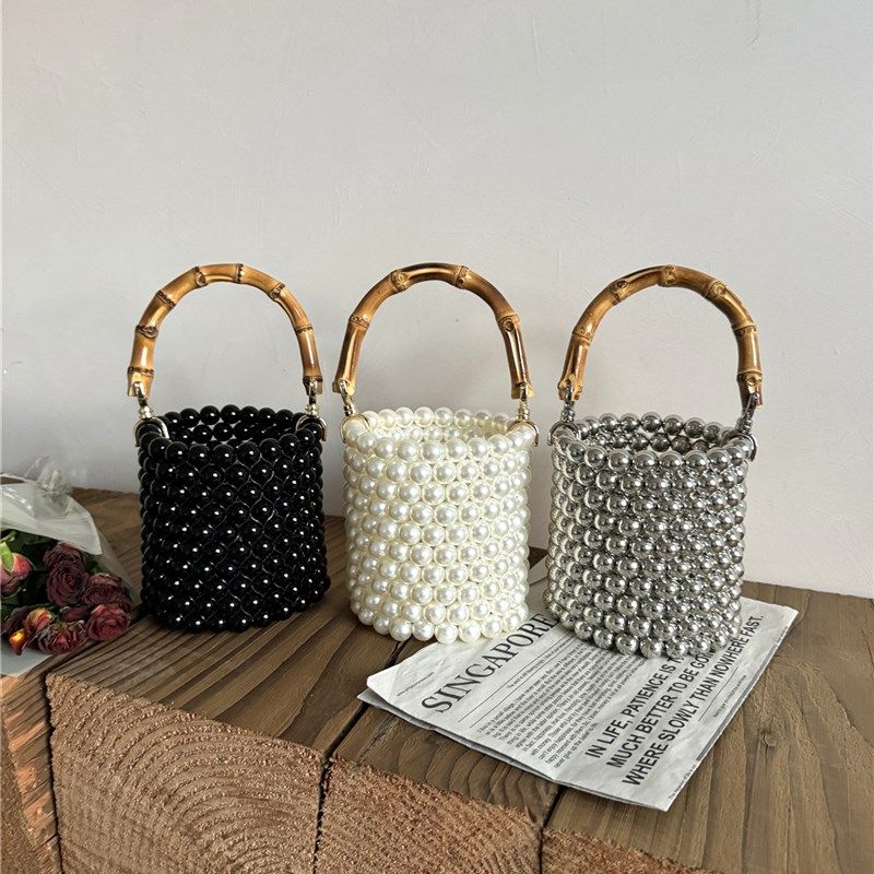 国风新中式水桶包竹节手提包高级感金属感小众珍珠包串珠包女包,箱包皮具/热销女包/男包,通用款女包,淘宝优惠券,粉丝福利购,淘宝优惠卷