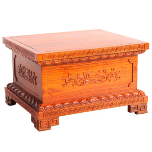 花梨木莲花底座实木长方金刚底座佛像菩萨观音关公财神摆件加高台