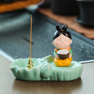 新款可爱唐仕女线香香插香拖桌面C摆件办公室装饰品香道茶室香薰
