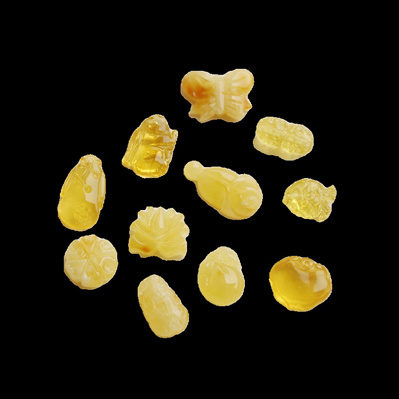 现货天然琥珀蜜蜡小m配件梅花花生如意兰花玉兔手链项链diy配饰