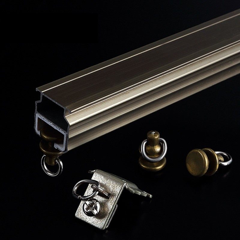 纳米静音窗帘轨道侧装顶装单轨弯轨直轨l型s型轨魔术贴帘头幔头轨