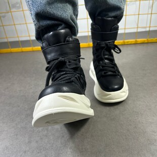 男士黑色高帮鞋秋季男款皮靴高筒个性百搭板鞋子韩版街头潮流男鞋