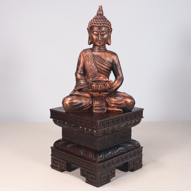 黑檀莲花底座供奉佛像神像观音菩萨财神关公加高实木托架座台摆件