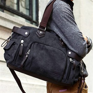 帆布休闲韩版男包商务潮男士短途旅行包行李包单肩斜挎包手提大包