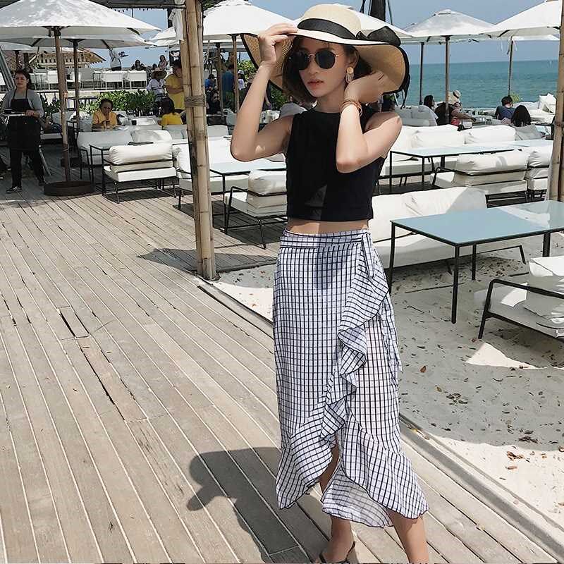 情侣泳衣女三件套分体平角显瘦保守韩版时尚小清新度假温泉女泳衣