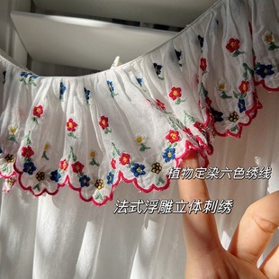 法式 宫廷风全棉睡裙女夏高贵刺绣甜美蕾丝仙女中袖 睡衣家居服薄款
