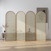 北欧日式 藤编屏风隔断客厅实木名宿办公室酒店遮挡可折叠移动玄关