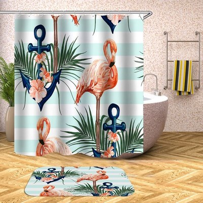 Shower Curtains Bathroom Flamingo Waterproof Animals Polyest