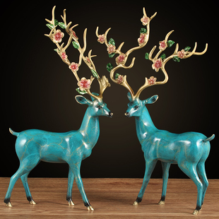 全铜鹿鹿发财鹿摆件招财t生财鹿大号家居客厅玄关装 饰品乔迁礼品
