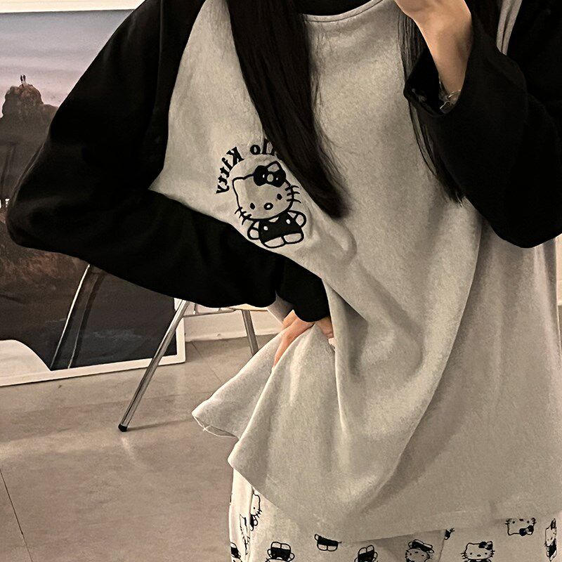 德绒睡衣女可爱加绒加厚秋冬季套头大码秋冬天保暖休闲家居服套装