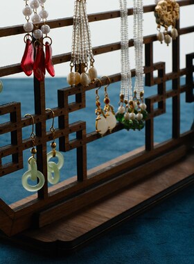 首饰展示架 复古八边花窗架耳环收纳架子项链架饰品陈列拍摄摆件
