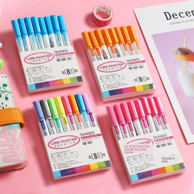 8/12 Colors Glitter Color Line Painter Pen Set Art Marker L