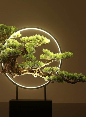 仿真迎客松摆件中式禅意空间新中式客厅装饰玄关入户办公室软装品