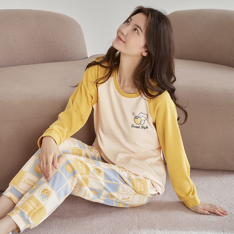 2024年新款春秋款睡衣女款长袖休闲韩版可外穿秋季家居服套装