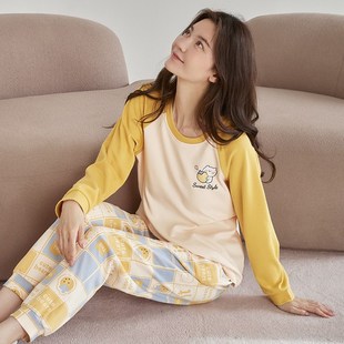 可外穿秋季 长袖 休闲韩版 家居服套装 春秋款 2024年新f款 睡衣女款